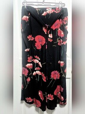 Wilfred Floral Faun Wide-Leg, Cropped Pants. Pockets, Tie At Waist. Size L.